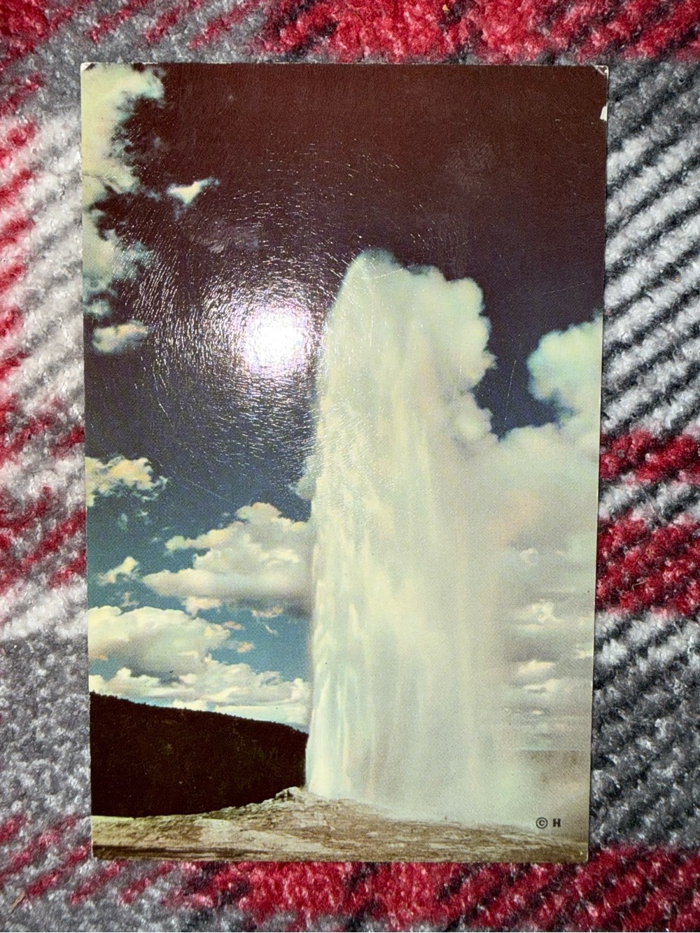 Vintage Yellowstone Old Faithful Geyser Haynes Studios Postcard 1951